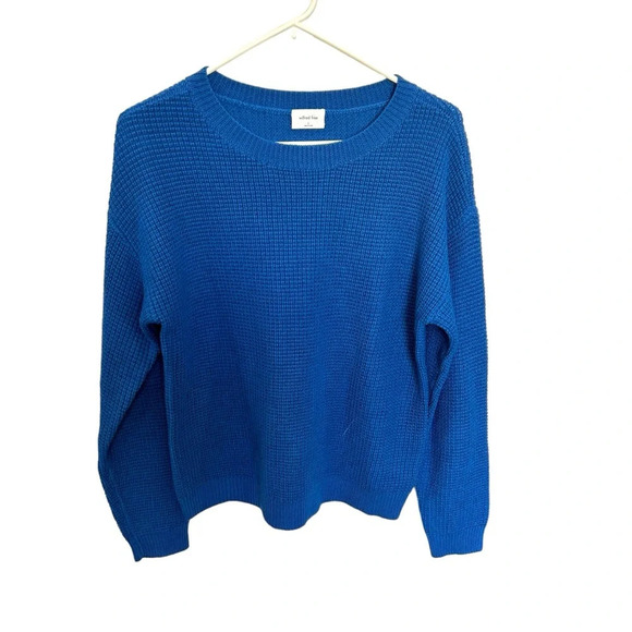 Aritzia Wilfred Free 100% Merino Wool Crewneck Pullover Sweater in Blue Size S - Picture 1 of 6